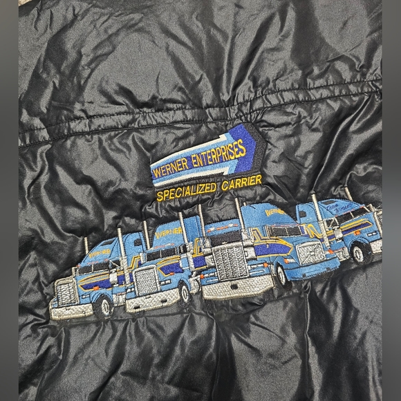 Vintage Turning Point Mens semi Truck Puffer Coat 90s Embroidered Custom - Picture 6 of 7